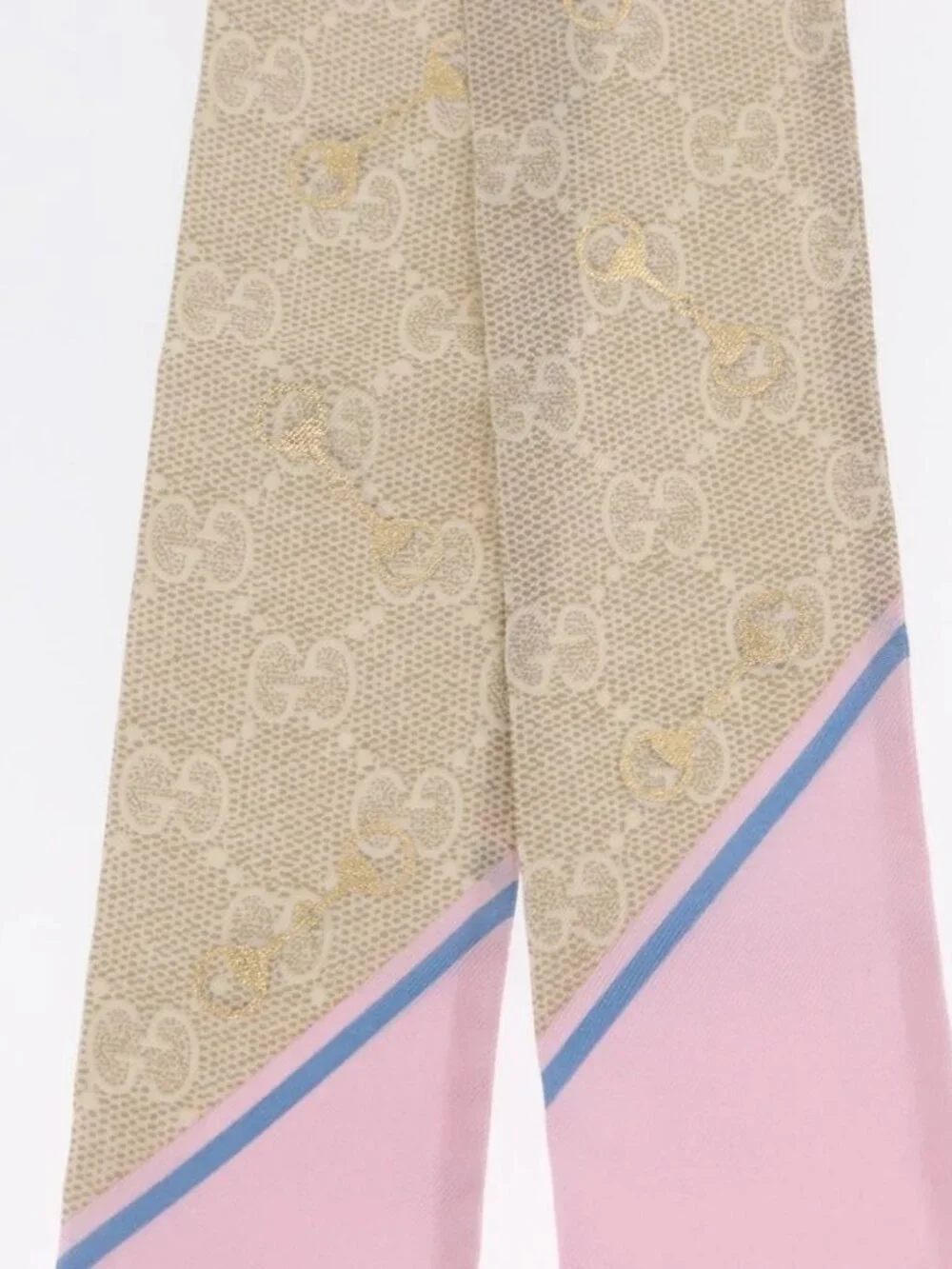 GUCCI Scarf Silk Old GUCCI Beige Pink 663719 Auth 148546M